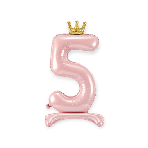 Picture of STANDING FOIL BALLOON NUMBER 5 LIGHT PINK 84CM